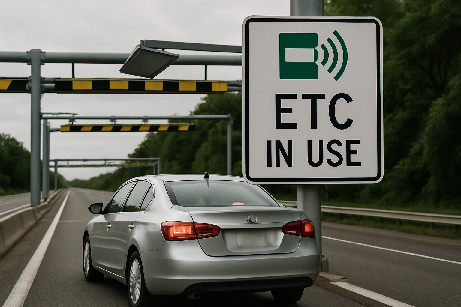 Electronic toll collection system in use